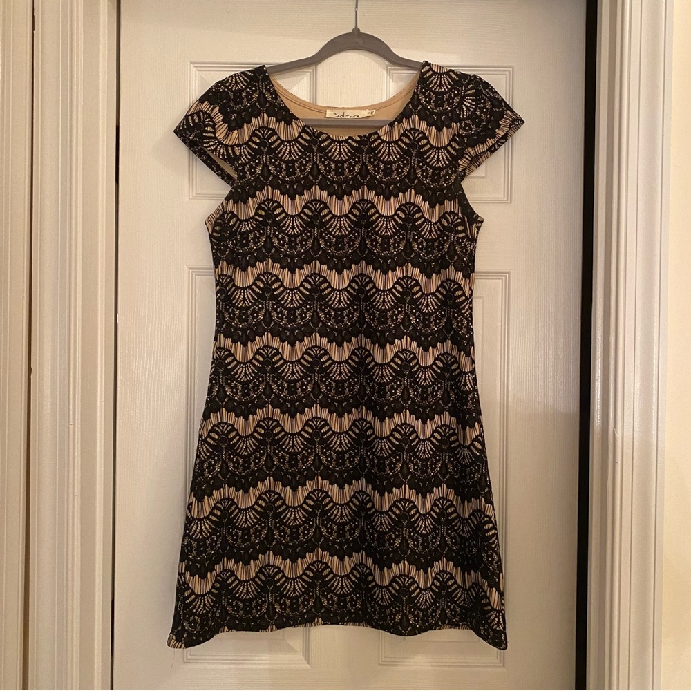 Solitaire black lace and light brown dress, size S